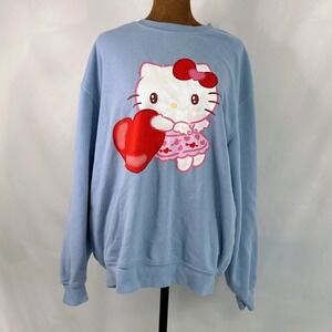 Sanrio Hello Kitty Sweatshirt Womens Large Blue Good Heart Graphic Pullover